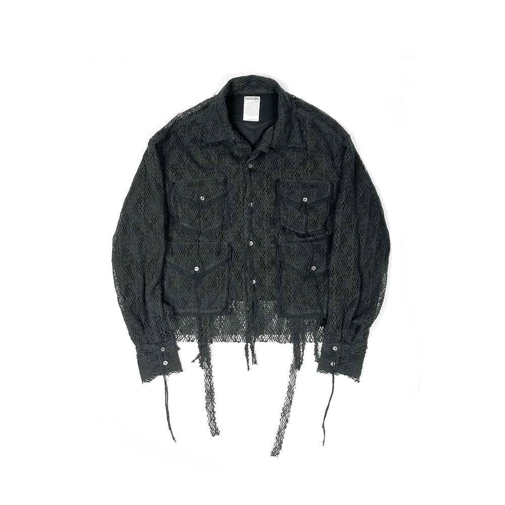 F25S03004 Mesh layered short Shirt BL