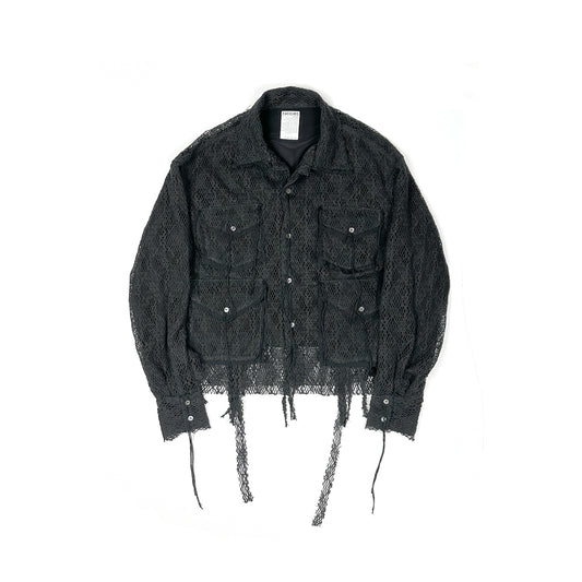 F25S03004　Mesh layered short Shirt BL